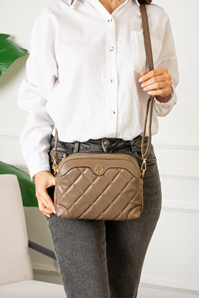 Morpelikan Γυναικεία τσάντα ώμου τεσσάρων τμημάτων σε χρώμα βιζόν με ρυθμιζόμενο λουράκι ώμου