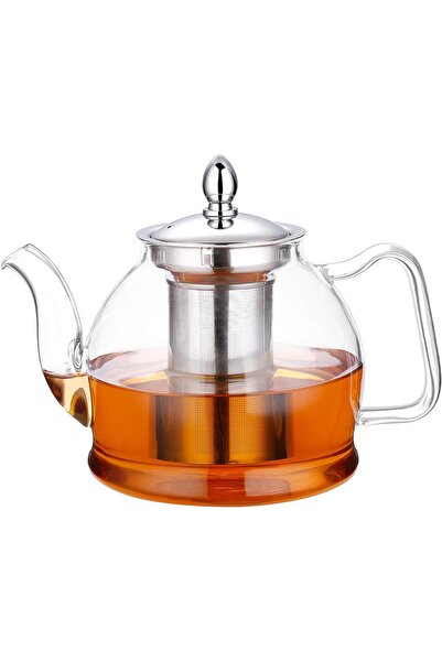 HIWARE إبريق شاي زجاجي سعة 1 لتر مع مصفاة قابلة للإزالة - آمن للاستخدام على ا...