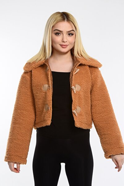 NEWC Short Plush Jacket with Button Front