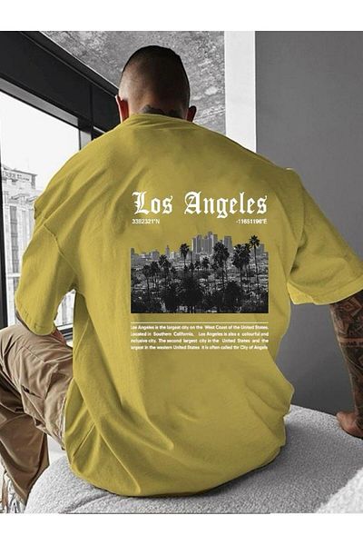 BENROMA 1 προϊόν είναι δώρο για αγορές 6 και άνω Los Angeles Printed Oversize T-Shirt