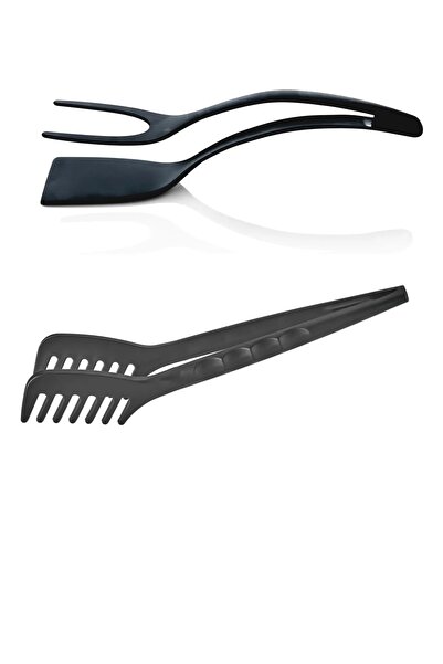 ELİOSA Set of 2 Tongs Spatula and Pasta - Salad Tongs Kp-148 / Kp-147