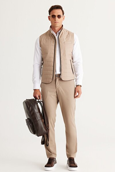 AC&Co / Altınyıldız Classics Erkek Beyaz Kolay Ütülenebilir Slim Fit Dar Kesim Oxford Düğmeli Yaka Armürlü Pamuklu Gömlek