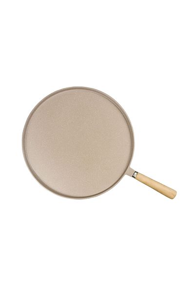 ThermoAD 36 cm Granite Cast Pancake Pan - Wooden Handle, Mink, Fireproof Base