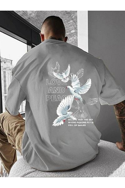 BENROMA 1 προϊόν για αγορές 6 και άνω Δώρο Love And Peace Printed Oversize T-shirt