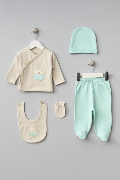 Bebitof Cute Baby Bottle Bear Patterned 10-Piece Boxed Hospital Discharge Bodysuit Set