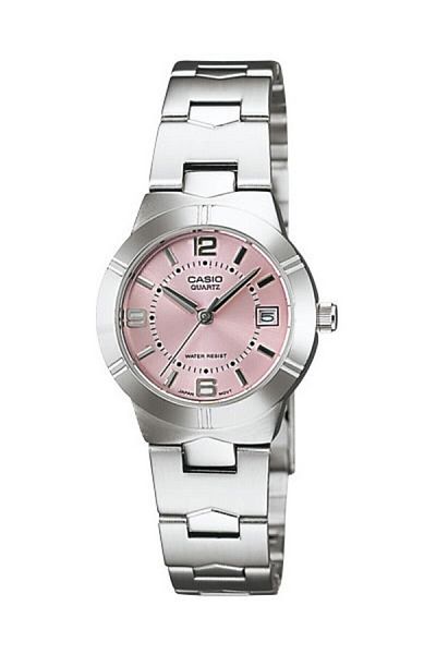 Casio Silver Color Women's Wristwatch with Pink Cord