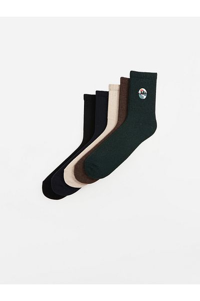 LC Waikiki Men's Embroidered Socks - Pack of 5