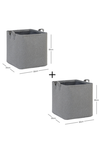 Ocean Home Textile 2 Pieces Anthracite Closet Laundry Toy Organizer Folding Storage Basket Organizer 30X30X30
