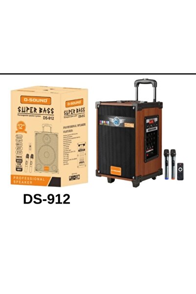 Marla D-SOUND DS-912 3 KANAL TAŞINABİLİR ŞARJLI HOPARLÖR + 2 TELSİZ MİKROFONLU SAZ GİTAR ANFİSİ