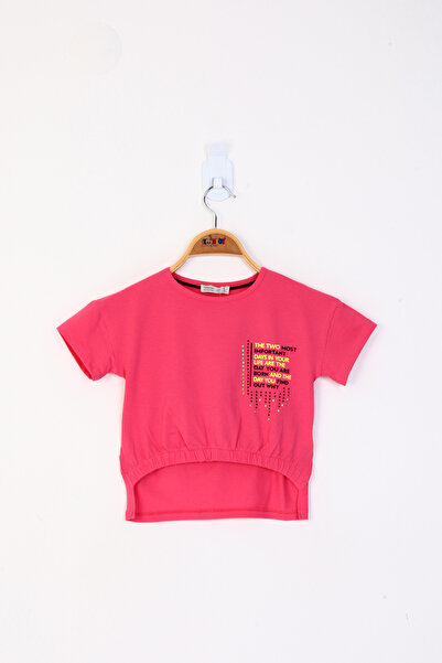 Toontoy Girls' Printed Stone Embroidered T-Shirt