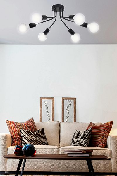 Modavize Naomi Modern Design Living Room Bedroom Living Room Kitchen Black Color 6-Piece Chandelier (Without Bulb)