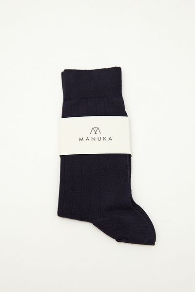 Manuka Тъмносини класически рипсени чорапи