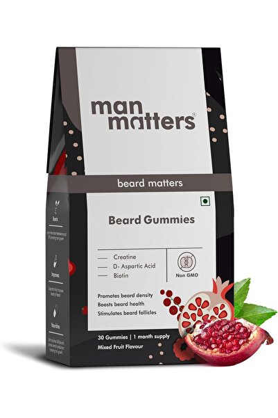 Man Matters علكات اللحية للرجال البيوتين وحمض الأسبارتيك والكرياتين 30 علكة