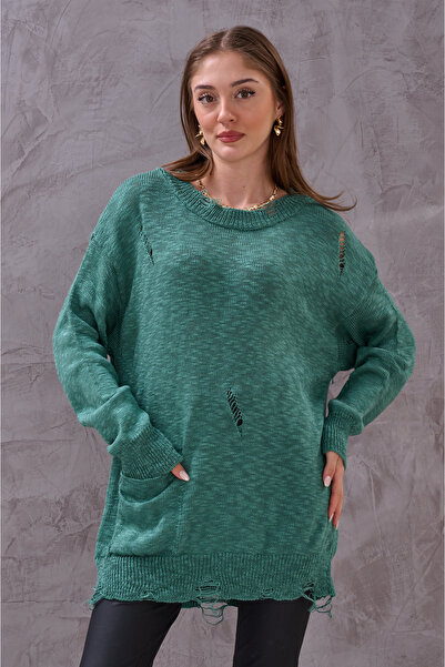 SHUGAA Дамско овърсайз надраскано трико