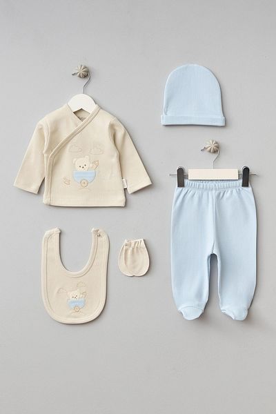 Bebitof Cute Baby Bottle Bear Patterned 10-Piece Boxed Hospital Discharge Bodysuit Set