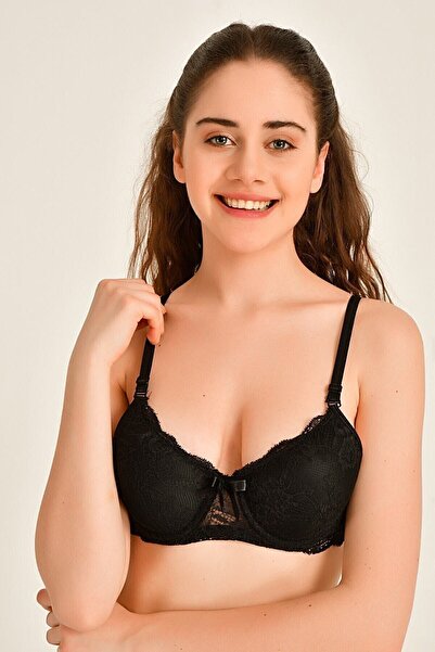 ECEM Kadın 6003-2 Dantelli Desteksiz Sütyen Siyah