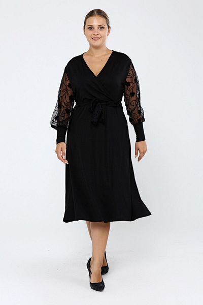 modayız Εύκαμπτο φόρεμα με διπλό γιακά Plus Size 14c-2057