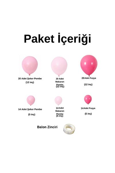 Organizasyon Pazarı Set of 100 Fuchsia-Candy Pink Balloon Chains
