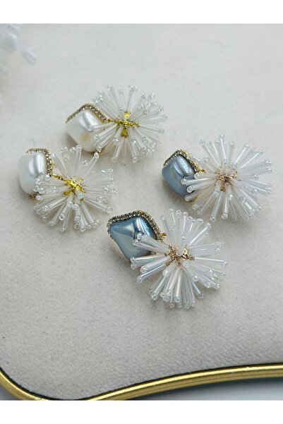 MyladyAccessoriess White Baroque Flower Earrings - Steel Design with Pearl Detail