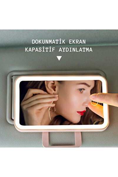Store Araç içi Işıklı Makyaj Aynası 3 seviye Işık Ayarı Dokunmatik Hd Ayna Gü...
