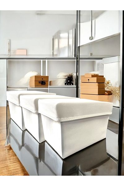 Balkan Room 3 Pieces White Clamshell In-Cabinet Organizer Box Multi-Purpose Storage Box Large 30X20X20 cm