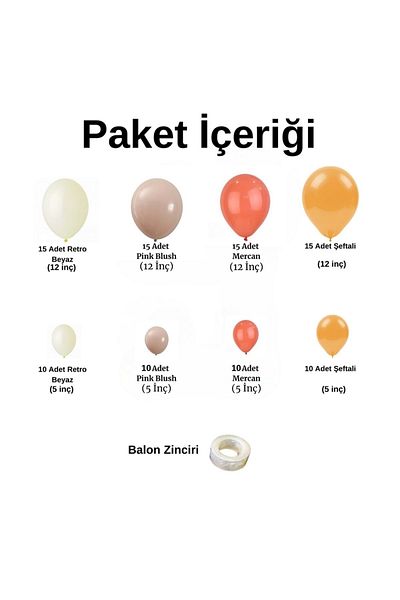 Organizasyon Pazarı Retro White-Pink Blush Balloon Chain Set - 100 Pieces