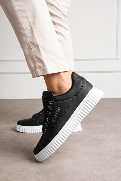 L.A Polo Günlük Nakışlı Siyah Beyaz Erkek Sneaker Ayakkabı 527