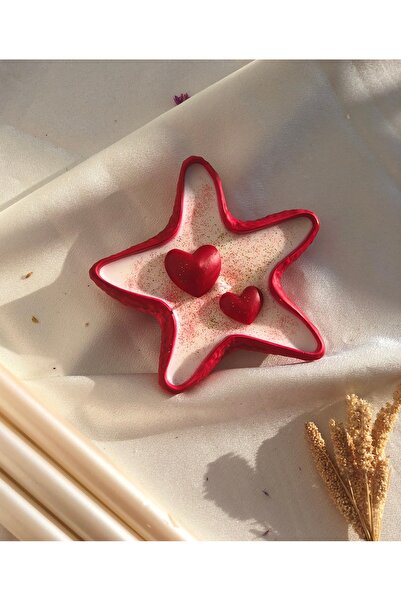 Hommark Sevgililer günü temalı deniz yıldızı kırmızı kalpli soya wax mum %100...