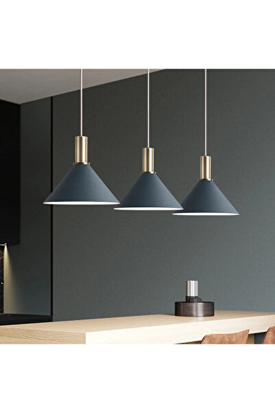 Rsylight Retro Metal Masa Üstü  3 Lü Gri Rustik Dekoratif Sarkıt Avize 100 cm