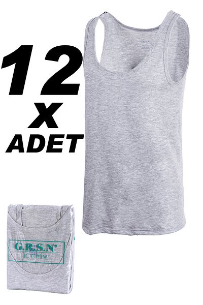 GRSN Tricou pentru bărbați, 12 piese, 100% bumbac, confortabil, moale, pieptănat, gri natural