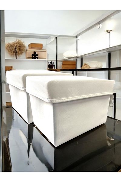 Balkan Room 2 Pieces White Clamshell In-Cabinet Organizer Box Multi-Purpose Storage Box Large 30X20X20 cm