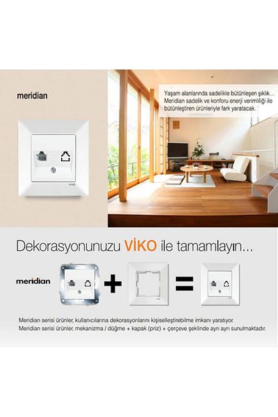 VİKO Viko 9096 7078 Karre/meridian White Single Data Socket Rj45 Cat6