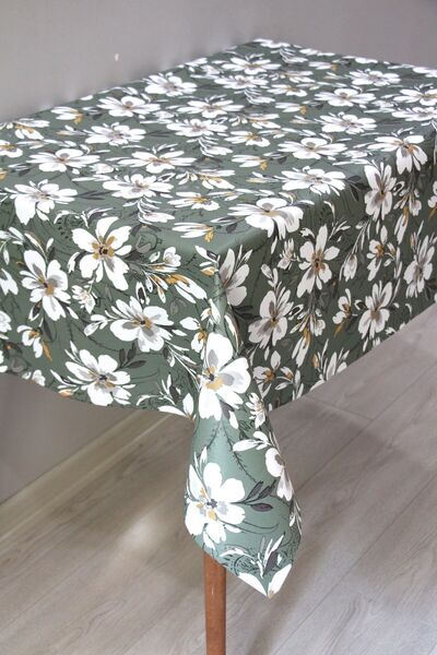 DedeEvTekstil مفرش طاولة من القماش الزيتي PVC قابل للمسح - مبطن بالألياف