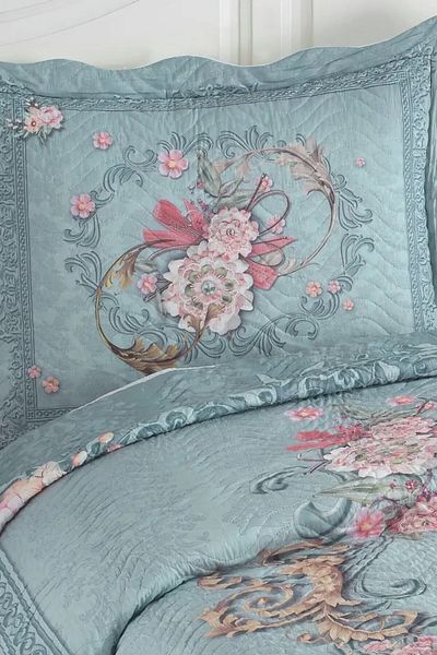 Örtüm Alice Double Quilted Bedspread Set - Blue