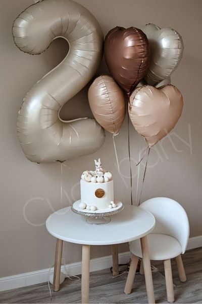 CUGY Caramel 2 Year Old Numerical Heart Detail Mini Birthday Party Set