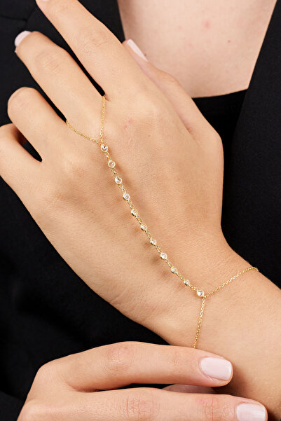 Elika Silver 925 Ayar Gümüş Tek Sıra Taşlı Gold Şahmeran TFNY65208
