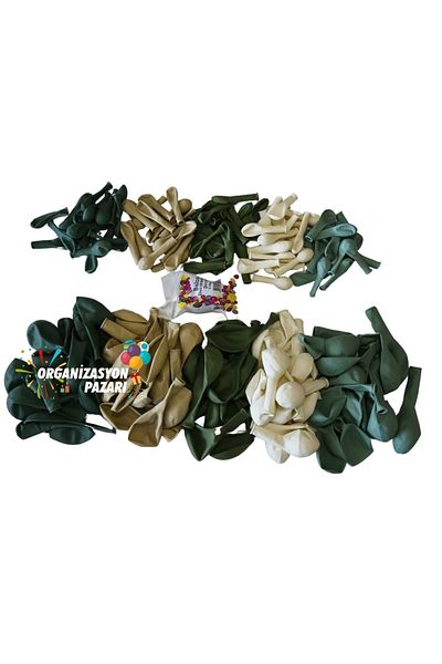 Organizasyon Pazarı 60pcs Winter Green White Eucalyptus Balloon Chain Set - Sage
