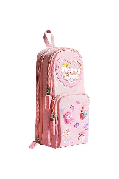 Ally Large Capacity Canvas Pencil Bag for Girls Case Holder Box Penholder Pink