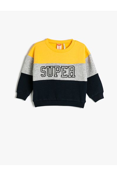 Koton Mikina Color Blocked Crew Neck Cotton
