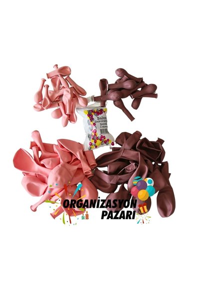 Organizasyon Pazarı Balloon Set Macaron Pink-Rosewood 60-Piece Balloon Chain Set
