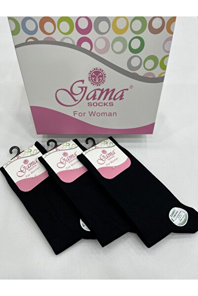 Gama Çorap 3 Adet Bambu %100 Doğal Naylonsuz Düz Renkli Kalın Kışlık Kadın So...