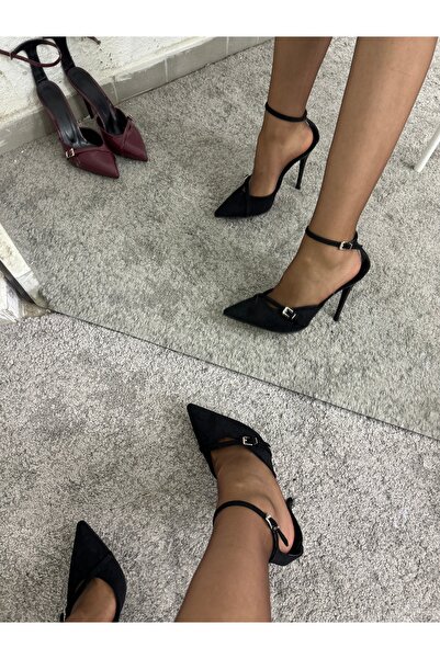 MYVOLANTE Černé semišové dámské klasické boty na podpatku