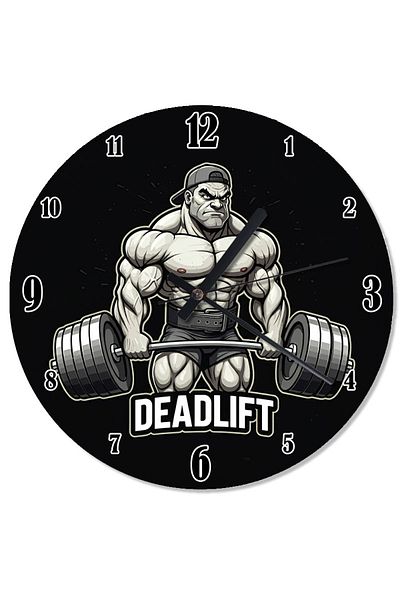 Tablomega Muscular Man Deadlifting Pattern Wall Clock