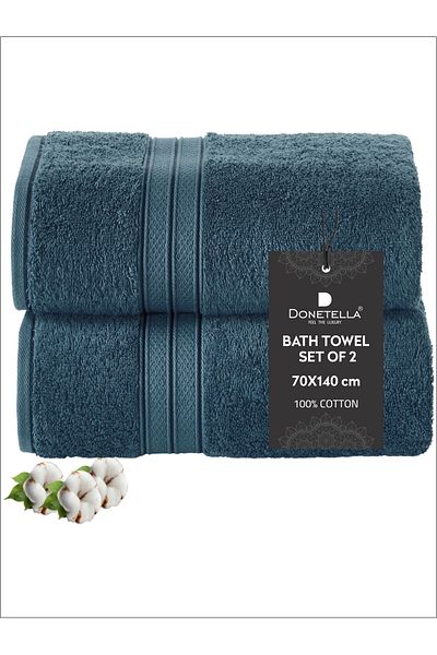 Donetella 2 - Pcs Premium Bath Towels (70x140cm) 600 GSM 100% Combed Cotton