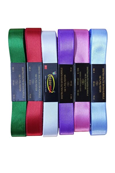 Kezban Tekstil 6 LI PK MIXT CULOARE 2CM 10 MT SATIN RIBBON