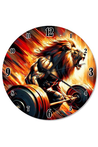 Tablomega Weightlifter Lion Strength Flowing Wall Clock