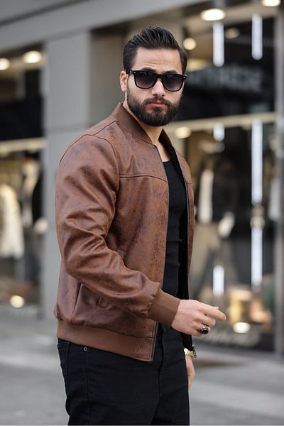 BASEL.CO New Season Vintage Δερμάτινο Μπουφάν Napa College