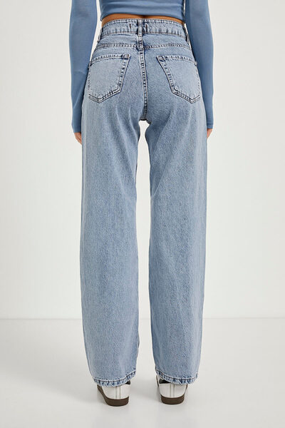 Arma Life Kadın Yüksek Bel Basic Buz Mavi Baggy Kot Pantolon