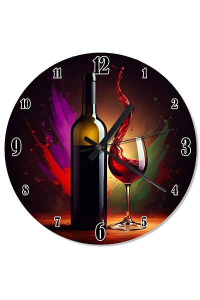 Tablomega Wine Bottle and Glass Special Design Wall Clock