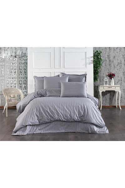 AYHANHOME Set cuvertură dublă din bumbac cu dungi naturale